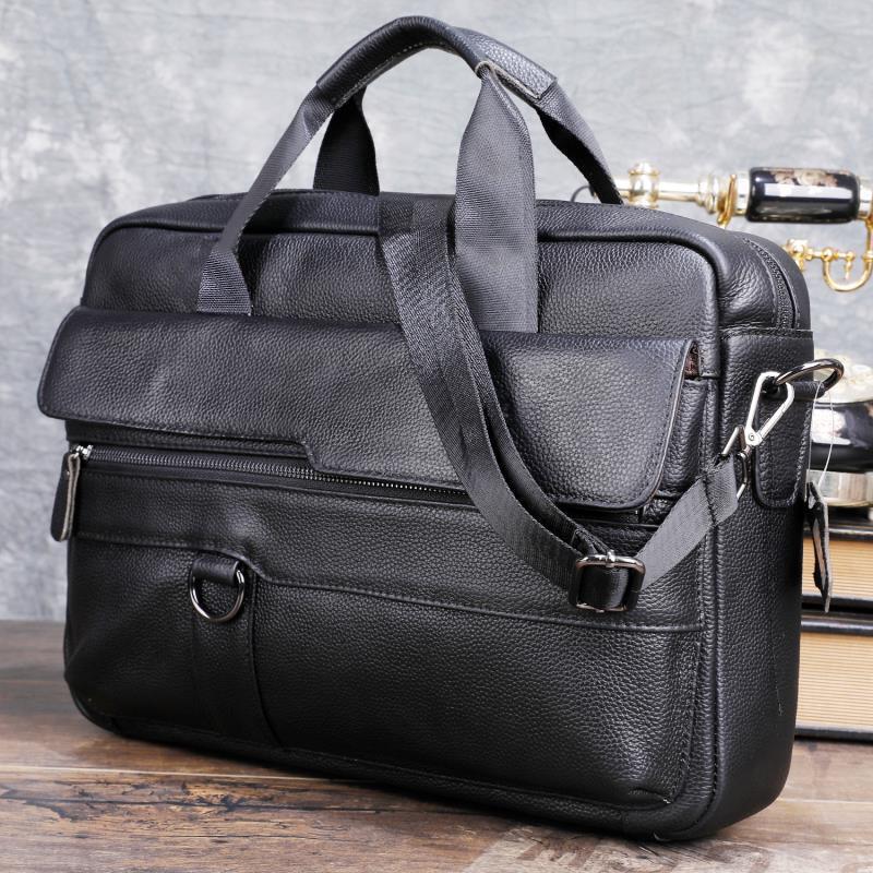Leather Work Bag Mens - Large Men's Genuine Leather Handbag for