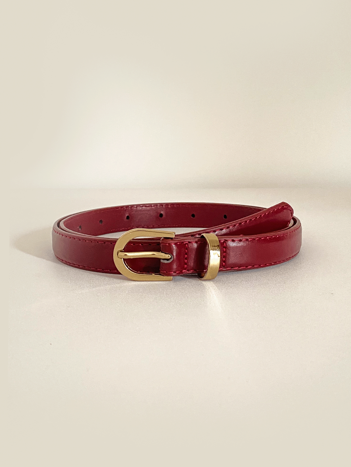 Leather Works Belt - 1pc Red Leather-Surface Casual Retro Elegant