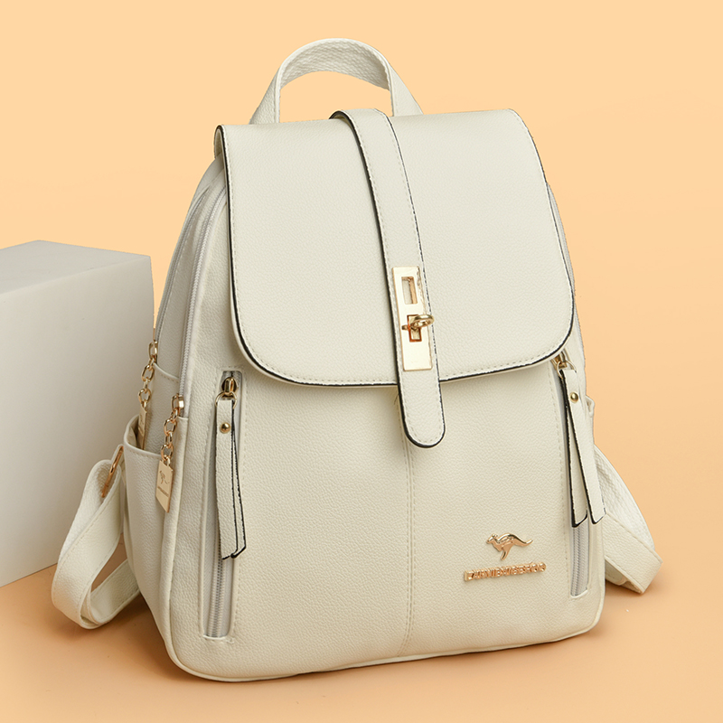 Leather Work Backpack - 2024 Genuine Women Leather Backpacks Shoulder