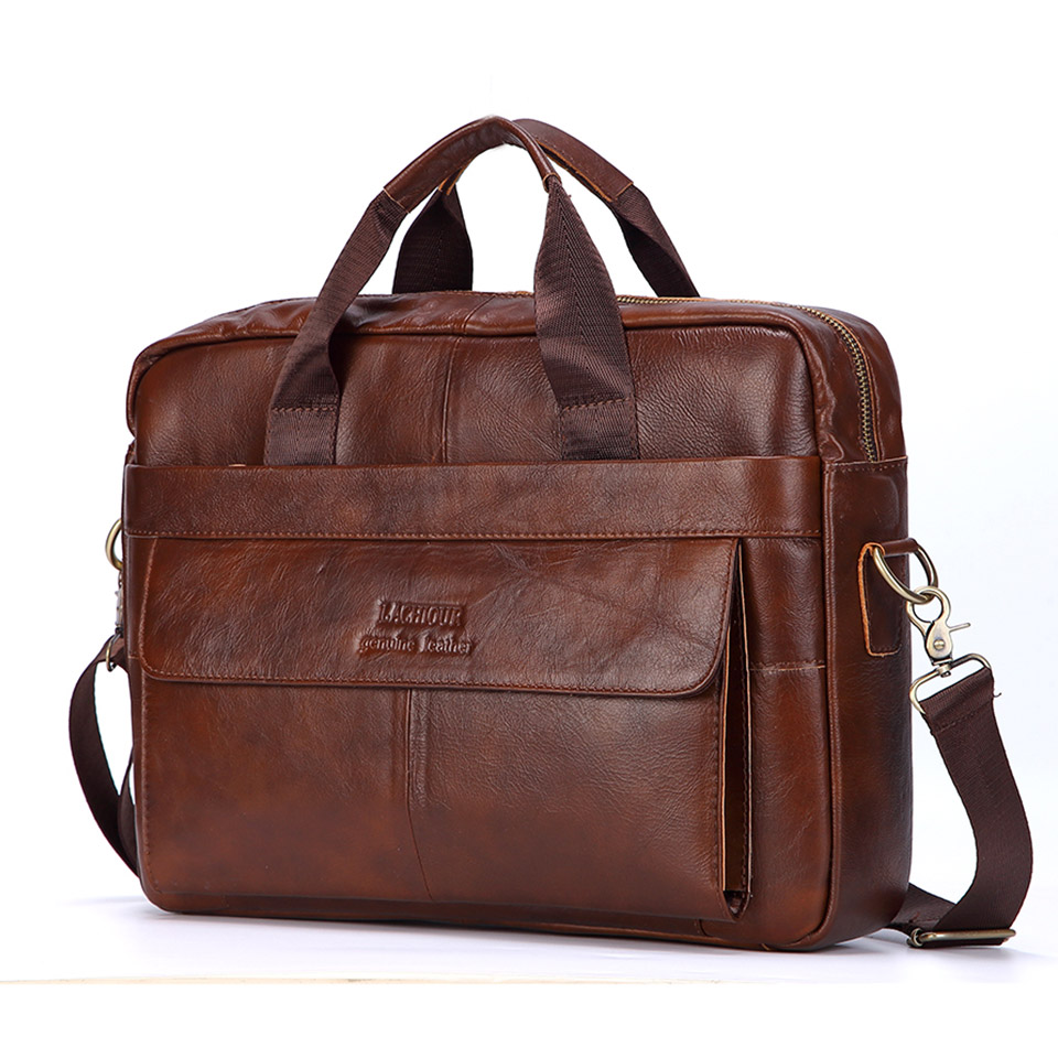 Leather Work Bag Mens - Men Genuine Leather Handbag Fashion Office
