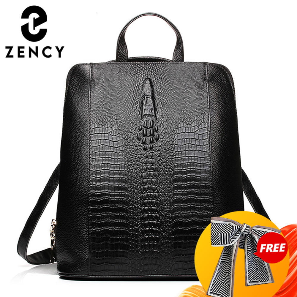 Leather Work Backpack - Zency 100% Genuine Leather Knapsack Ladies