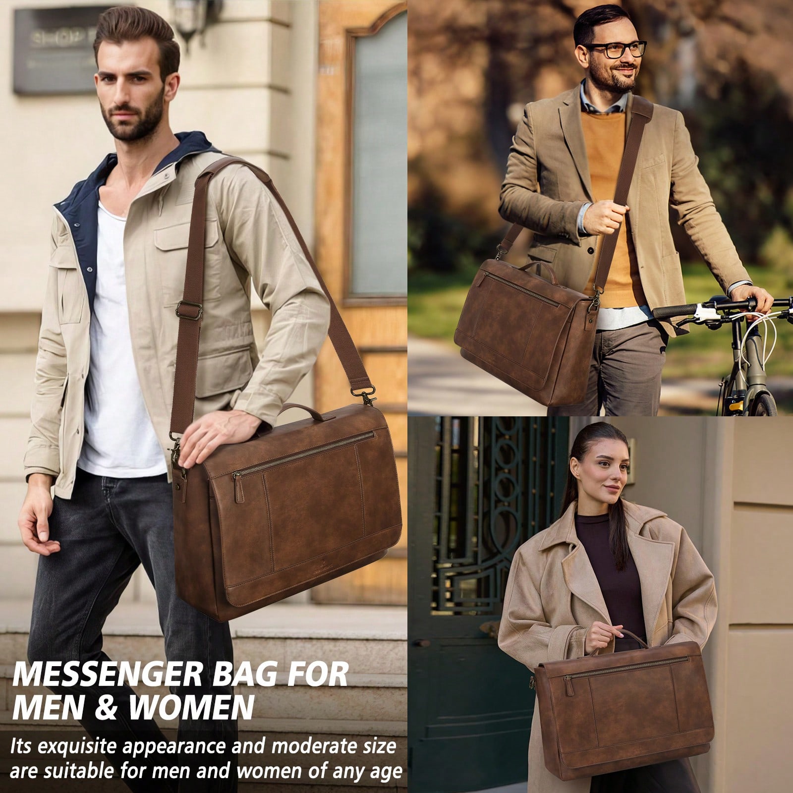 Leather Work Bag Mens - Leather Messenger Bag For Men 15.6
