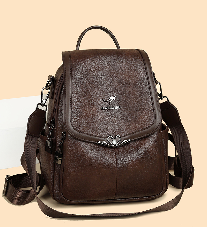 Leather Work Backpack - 2026 new Ladies Bookbag Rucksack Women