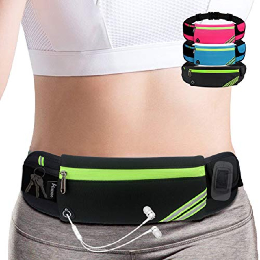 Leather Workout Belt - Slim Running Belt Fanny Pack, Waist