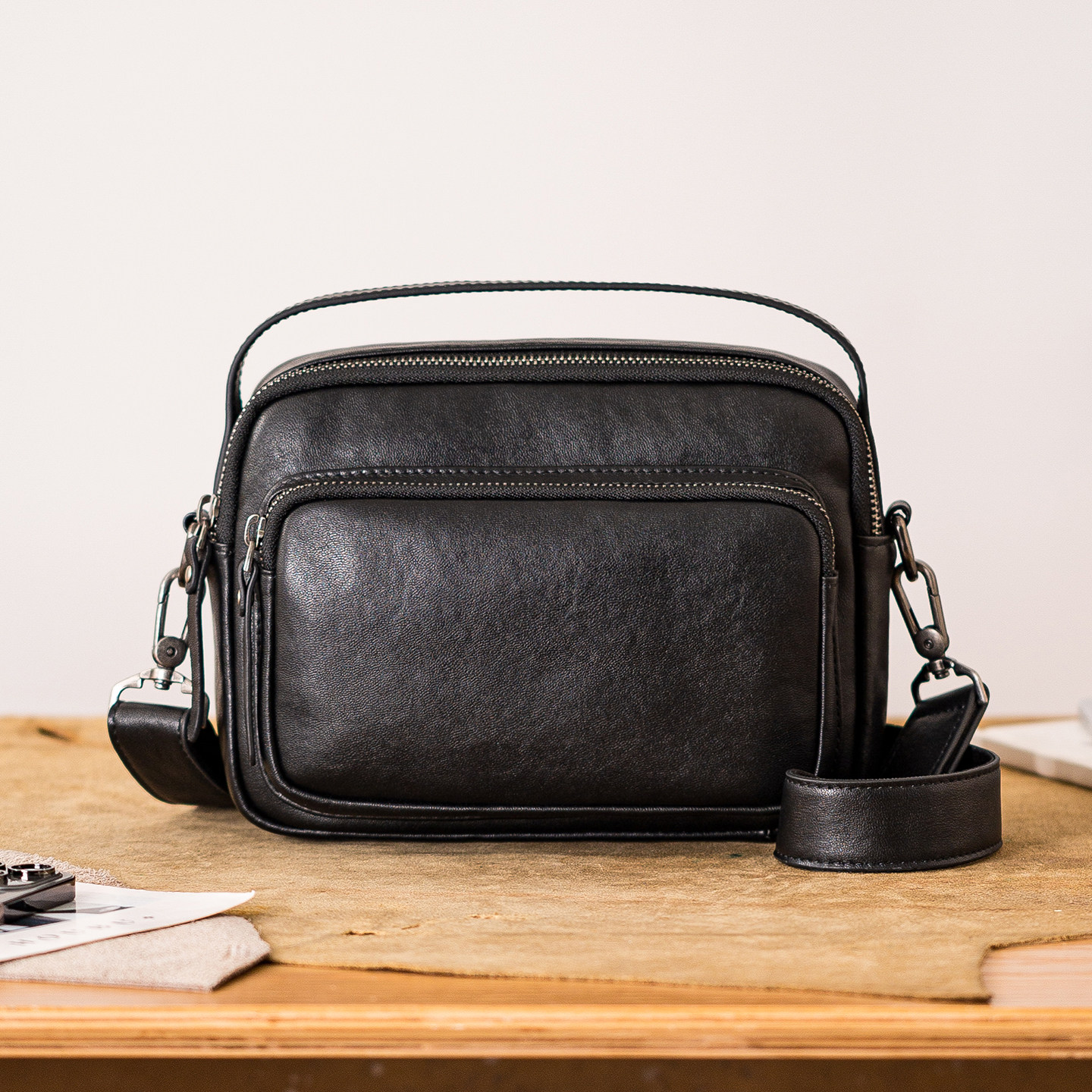 Leather Work Bag Mens - outdoor casual high quality first layer