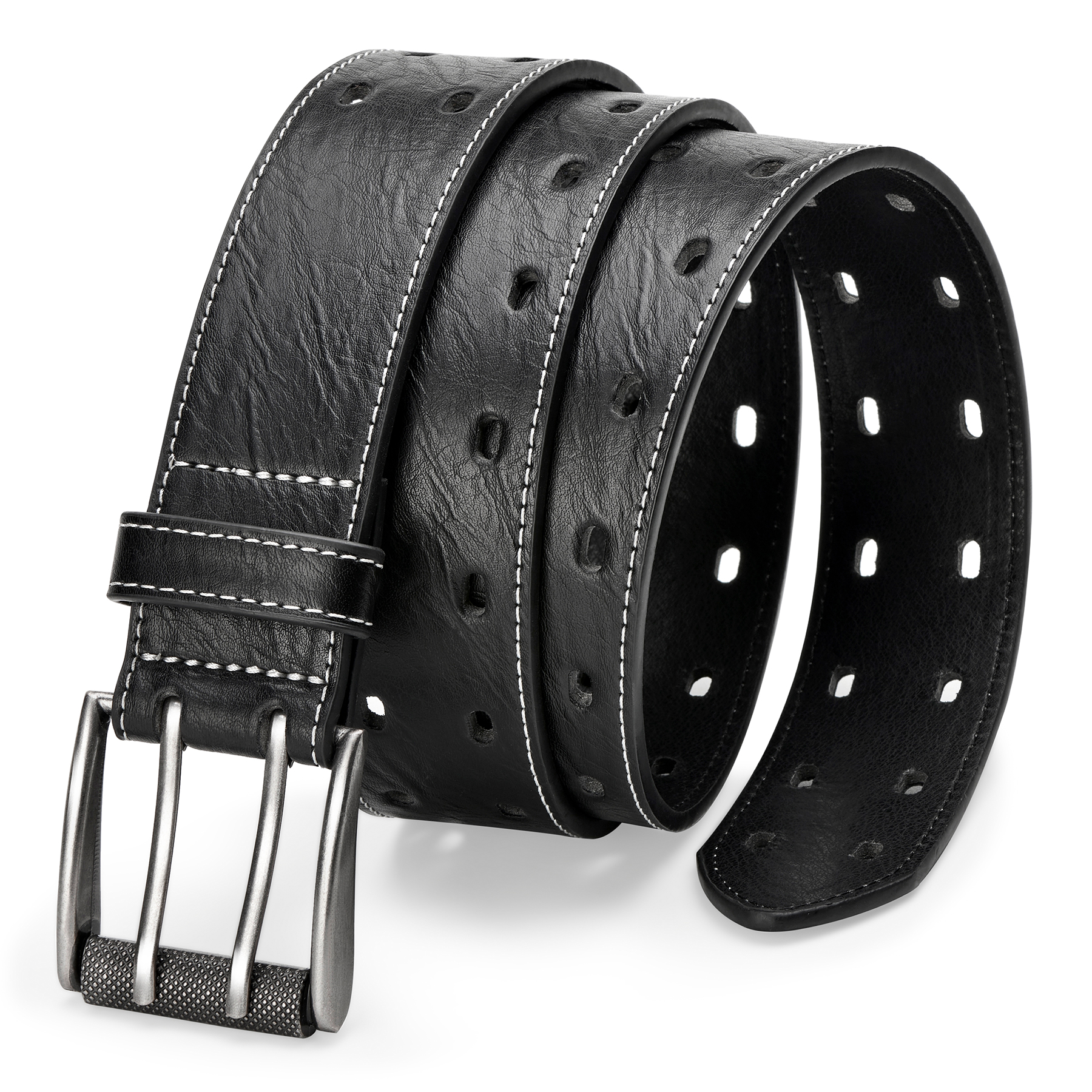 Leather Works Belt - Men Classic Double Prong Belt Fashion