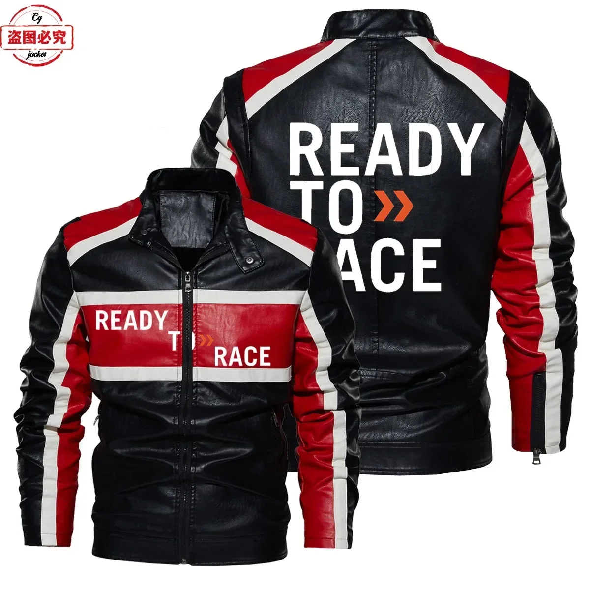 Ready To Race Logo Printed Off - Leather Work Jacket With Hood reseña y precio