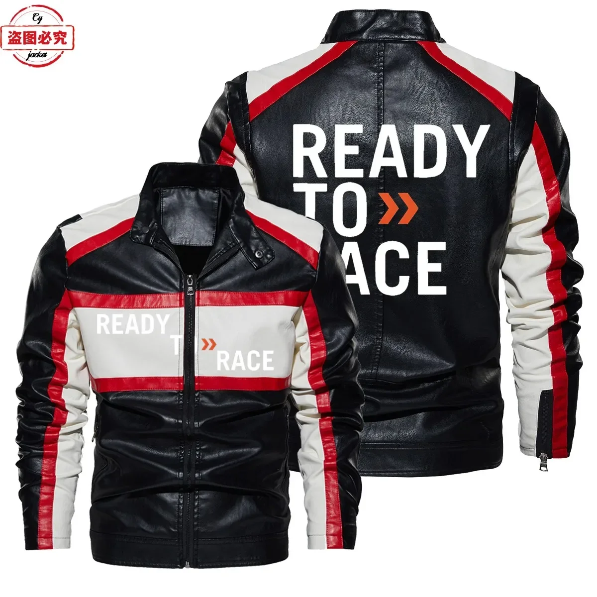 Ready To Race Logo Printed Off - Leather Work Jacket With Hood reseña y precio