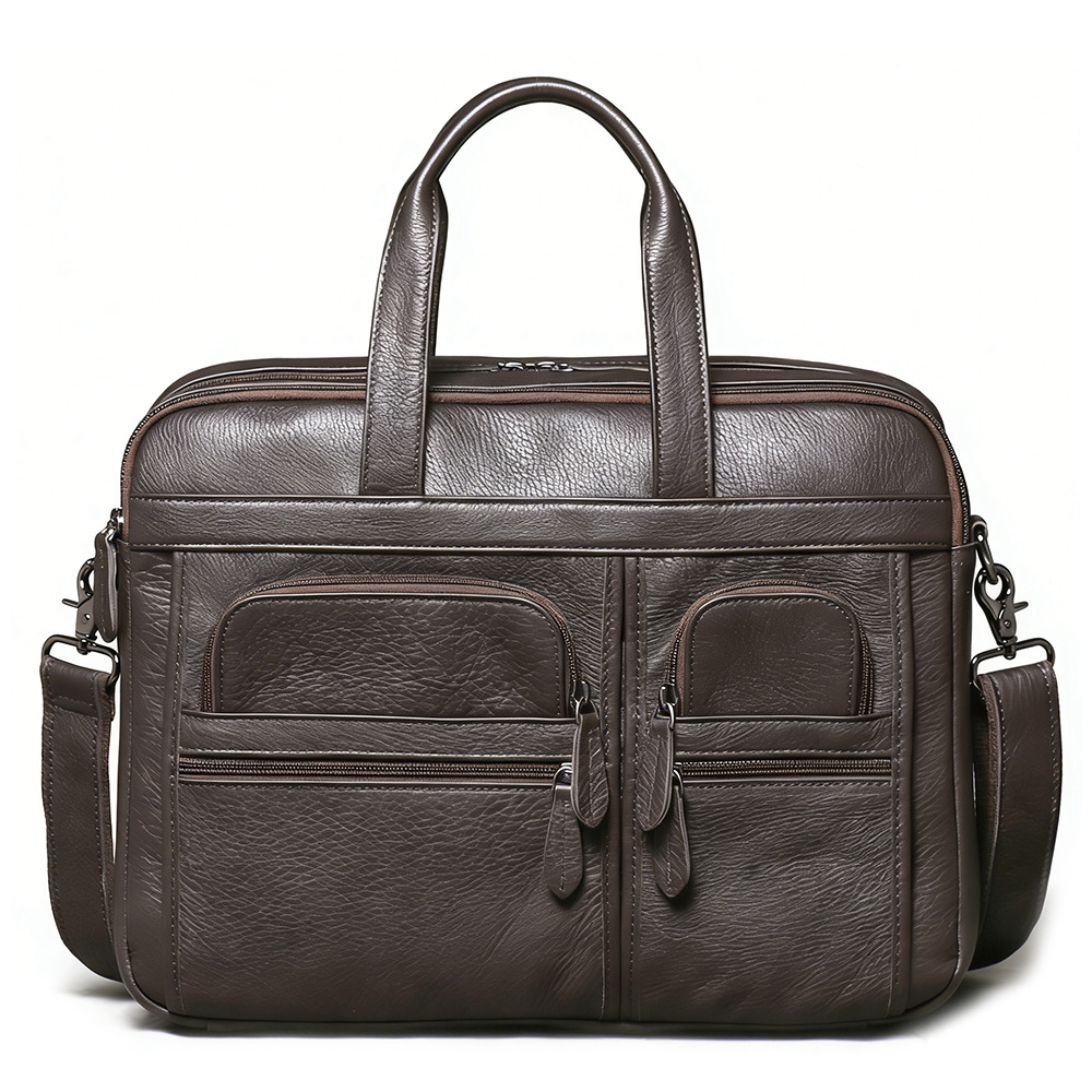 Men's Genuine Leather Briefcas - Leather Work Bag Mens reseña y precio
