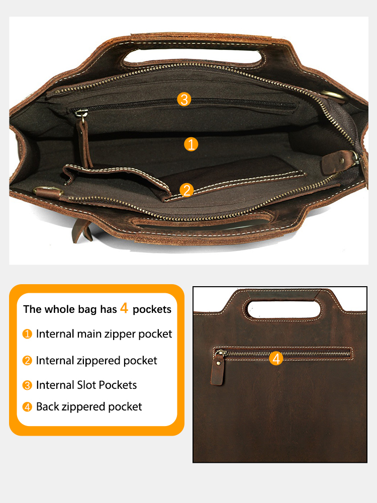 Zency Genuine Leather Men Shou - Leather Work Bag Mens reseña y precio