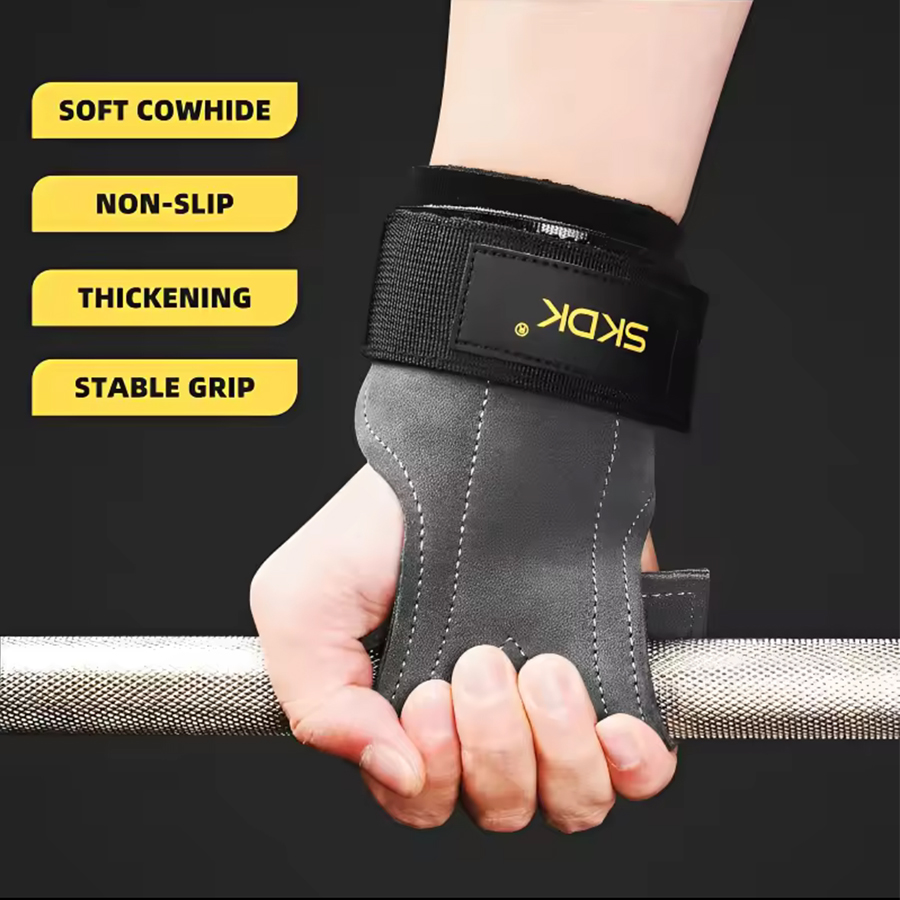 2Pcs Cowhide Gym Gloves Grips  - Leather Workout Belt reseña y precio