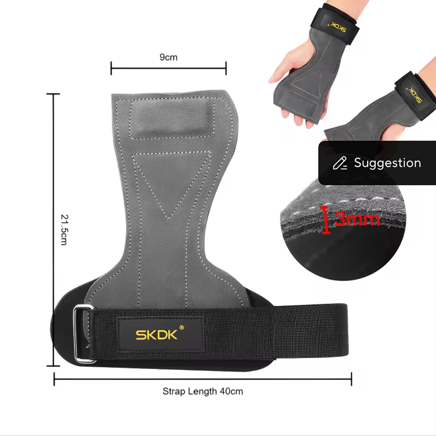 2Pcs Cowhide Gym Gloves Grips  - Leather Workout Belt reseña y precio