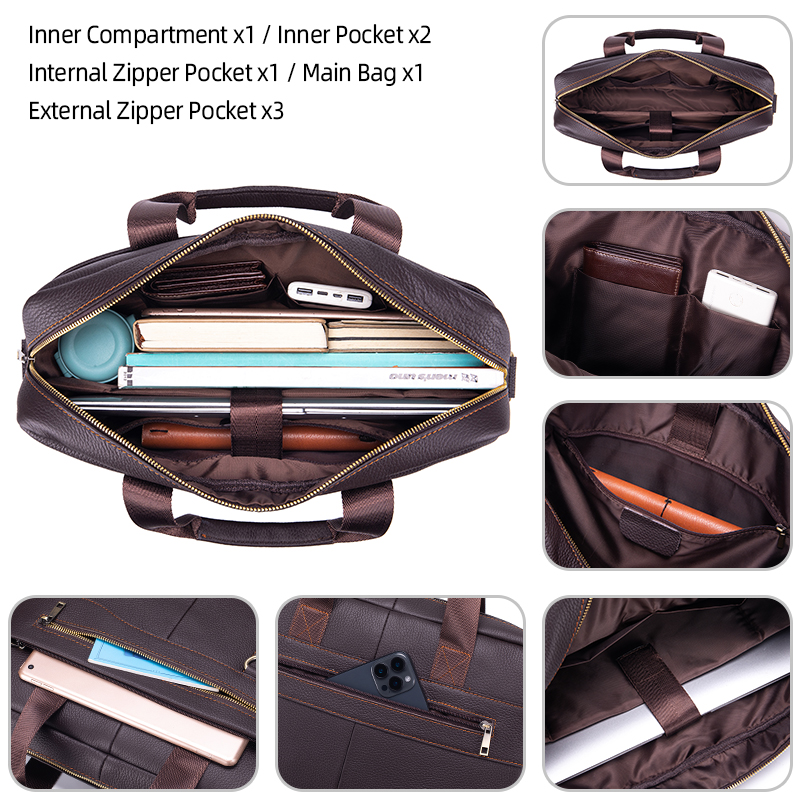 Men's Vintage Genuine Leather  - Leather Work Bag Mens reseña y precio