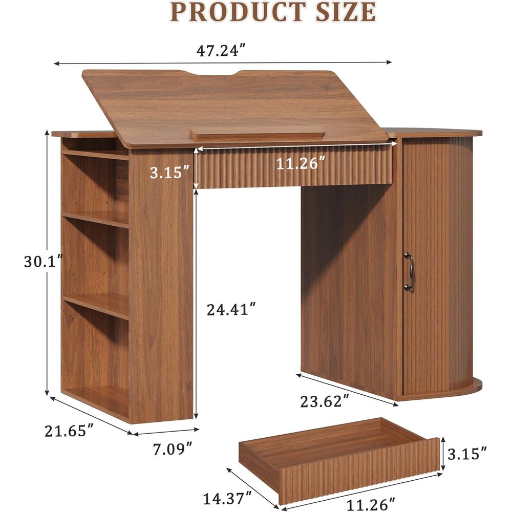 Storage Cabinet Desk with Draw - Leather Work reseña y precio