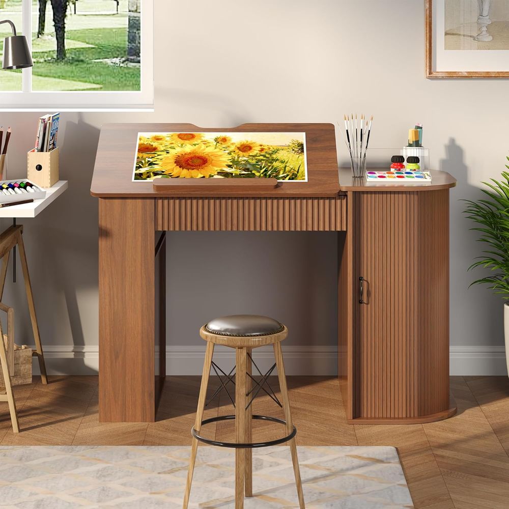 Storage Cabinet Desk with Draw - Leather Work reseña y precio