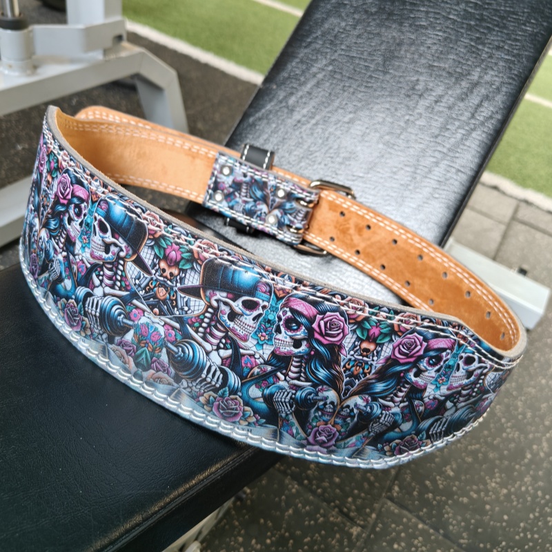 Skull-Themed Couples' Weightli - Leather Workout Belt reseña y precio