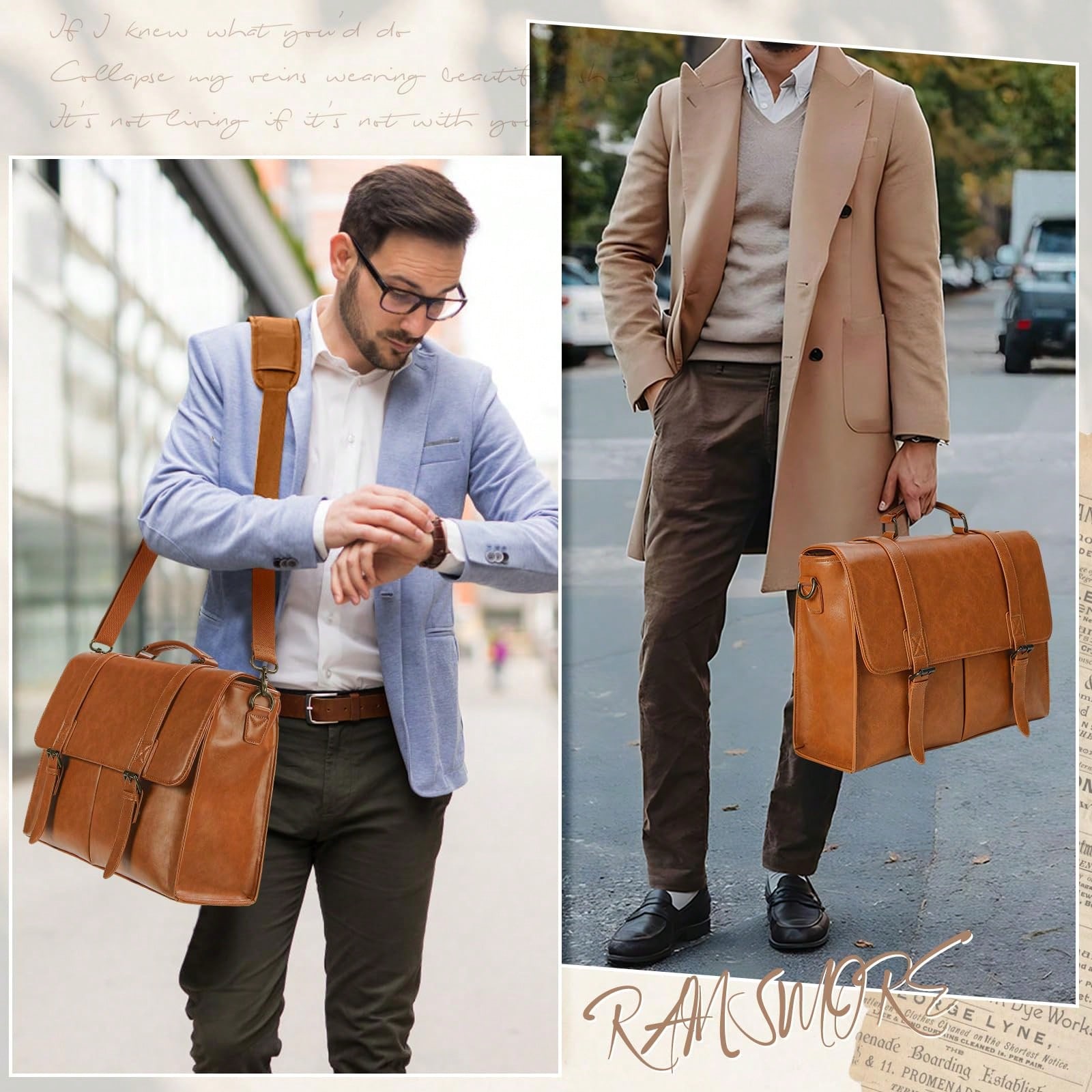 Messenger Bag For Men 15.6 Inc - Leather Work Bag Mens reseña y precio