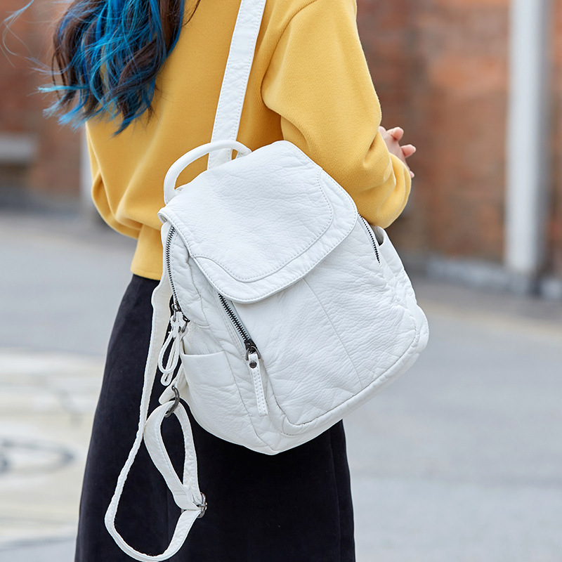 Women's Backpack White Washed  - Leather Work Backpack reseña y precio