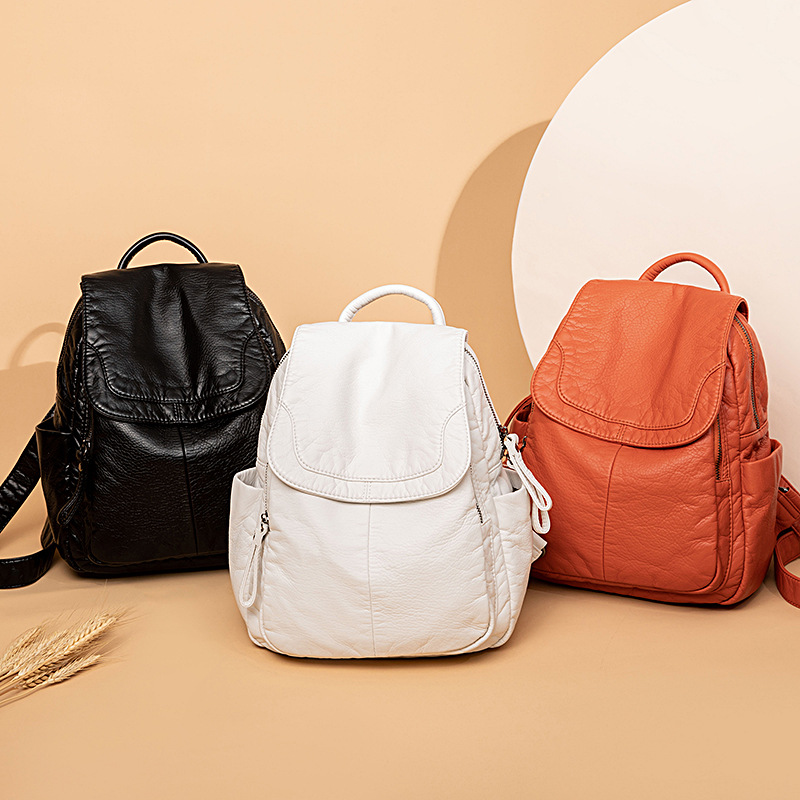 Women's Backpack White Washed  - Leather Work Backpack reseña y precio