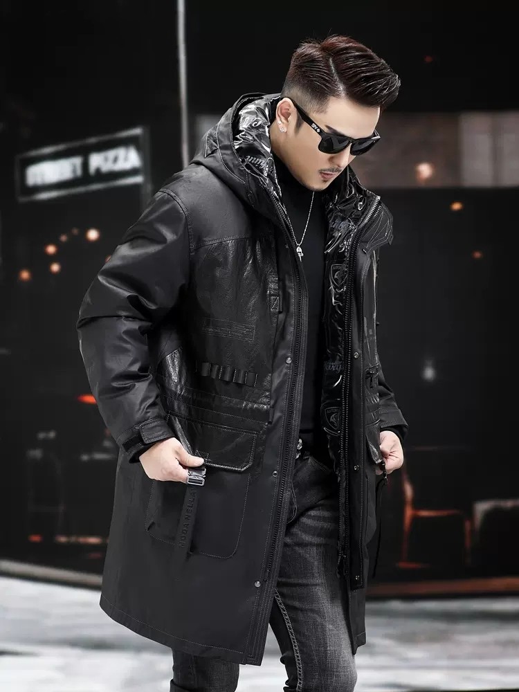 Winter Genuine Leather Coat Me - Leather Work Jacket With Hood reseña y precio