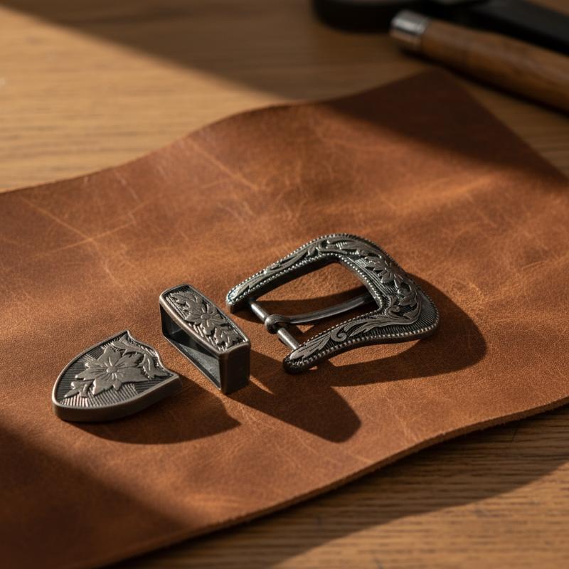 Floral Engraved Vintage Metal  - Leather Works Belt reseña y precio