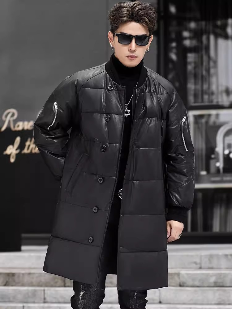 Winter New Men Hooded Long Gen - Leather Work Jacket With Hood reseña y precio