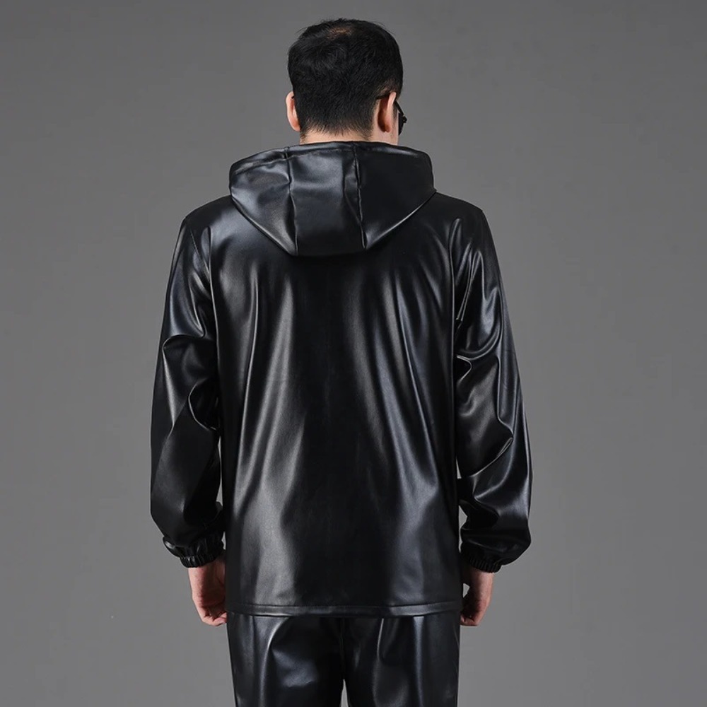 Men's spring and autumn overal - Leather Work Jacket With Hood reseña y precio