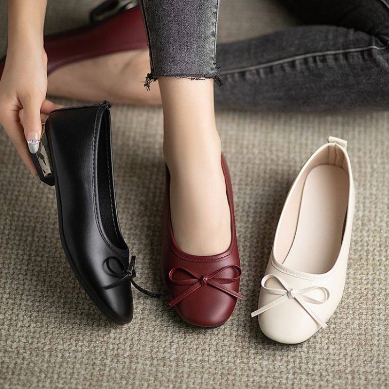Elegant Bowknot Flat Shoes for - Leather Work reseña y precio