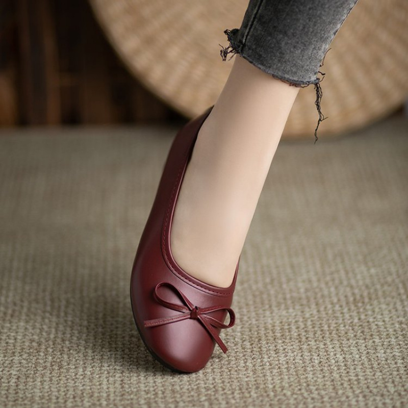 Elegant Bowknot Flat Shoes for - Leather Work reseña y precio