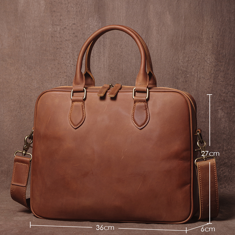 GURO Men Crazy Horse Cowhide B - Leather Work Bag Mens reseña y precio