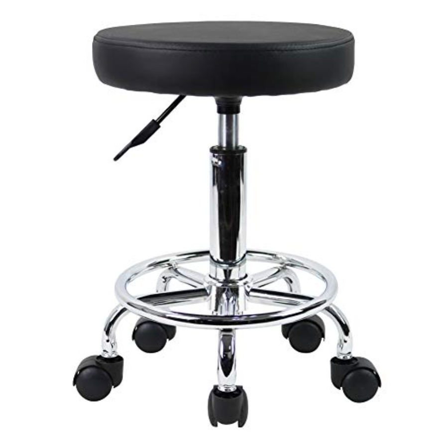 PU Leather Round Rolling Stool - Leather Work reseña y precio