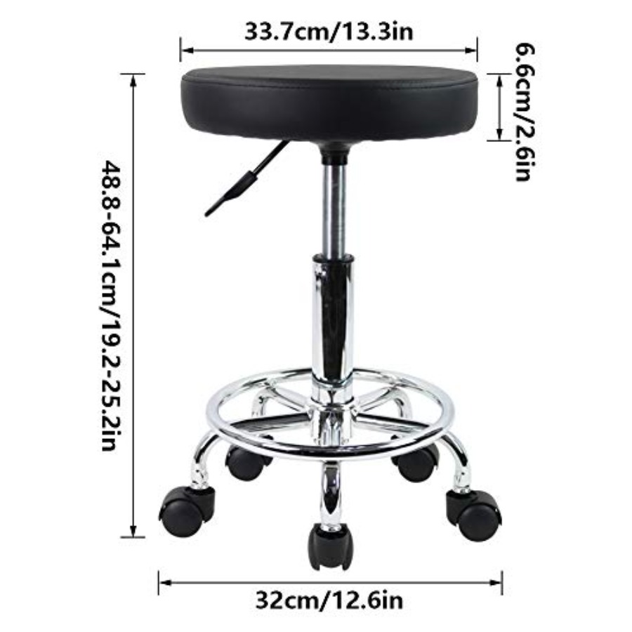 PU Leather Round Rolling Stool - Leather Work reseña y precio